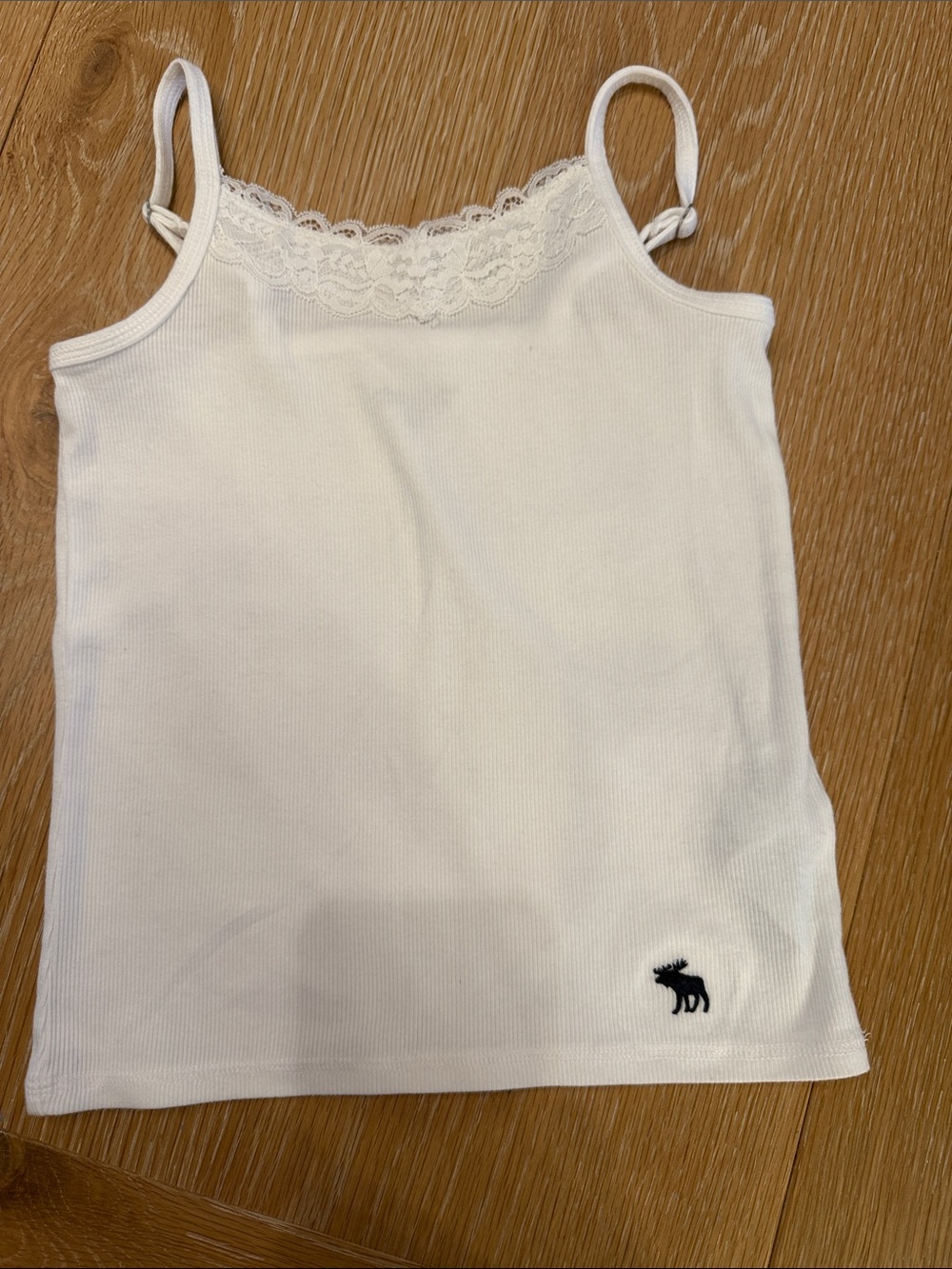 abercrombie kids White Lace-Trim Ribbed Cami
